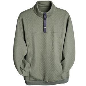 Coofandy Men’s 3XL Olive Green Quilted Snap Neck Pullover Sweatshirt